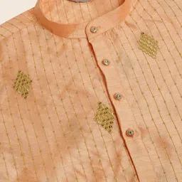 Jompers Men Peach-Coloured Thread Work Kurta image 3