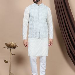 Anouk Green Floral Embroidered Straight Thread Work Pure Cotton Kurta with Churidar-picture-42
