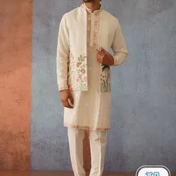 KALPRAAG Sequinned Emboidered Jacket Kurta Set-picture-55