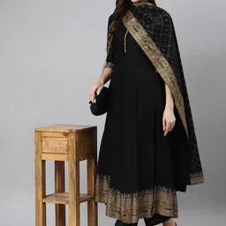 Khushal K Women Black Ethnic Motifs Printed Kurta with Palazzos & With Dupatta-6