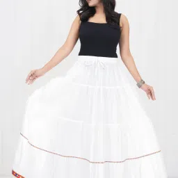 Women Embroidered Layered White Skirt-image-66