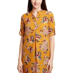 Ruhaans Floral Printed Mandarin Collar Roll-Up Sleeves Straight Kurti-image-31