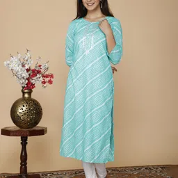 SP DESIGNS Women Sea Green & White Printed Cotton Kurta-image-59