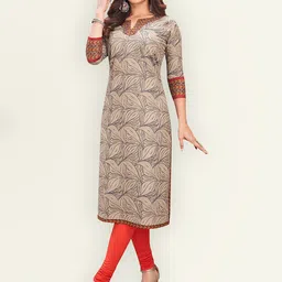 Jevi Prints Women Beige & Black Ethnic Motifs Printed Pure Cotton Kurta-20