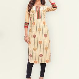 Jevi Prints Women Beige Printed Pure Cotton Kurta-picture-43