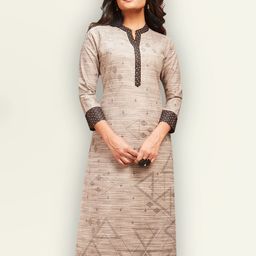 Jevi Prints Women Coffee Brown Geometric Printed Pure Cotton Kurta-image-88