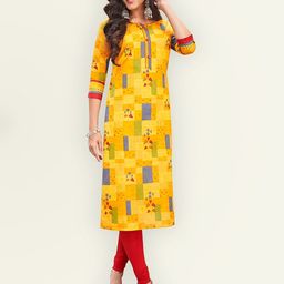 Jevi Prints Women Yellow Geometric Printed Pure Cotton Kurta-picture-42