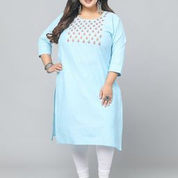Jevi Prints Plus Size Embroidered Pure Cotton Straight Kurta-picture-18