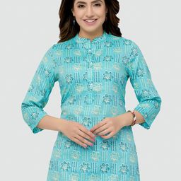 Saree Swarg Blue Floral Printed Kurti-image-35