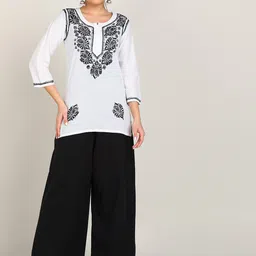 VAHSON Embroidered Pure Cotton Chikankari Kurti-image-20
