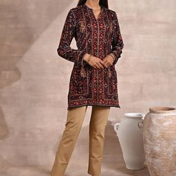 Lakshita Paisley Printed Long Sleeves Velvet Straight Kurti-image-75
