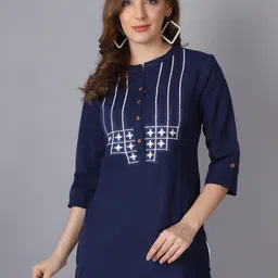 Pistaa Navy Blue Embroidered Kurti-picture-31
