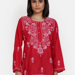PARAMOUNT CHIKAN Women Chikankari Embroidered Cotton Straight Kurti-picture-20