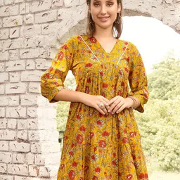Anouk Floral Printed Pure Cotton A Line Kurti-picture-6
