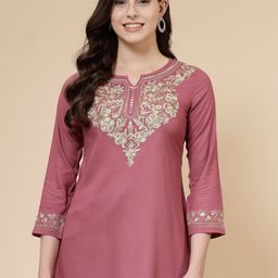 QAZMI Aari Embroidered Kashmiri Flared Kurti-picture-57