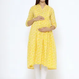 CRAFIQA Floral Printed Pure Cotton Maternity And Feeding Kurta-image-55