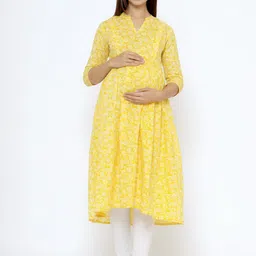 CRAFIQA Floral Printed Floral Maternity & Nursing Cotton Kurta-image-46