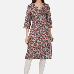 Romaisa Floral Printed Notched Neck Kurta-image-87