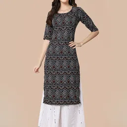 KALINI Bandhani Printed Straight Fit Crepe Kurta-picture-29