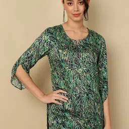 AKIMIA Botanical Printed Dobby Straight Kurti-picture-13