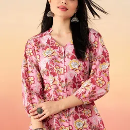 Sangria Floral Printed Pure Cotton Straight Kurti-picture-54