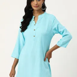 Anouk Striped Printed Mandarin Collar Three-Quarter Sleeves Kurti-picture-31