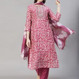 FASHOR Women Purple Paisley Printed Sequinned Chanderi Silk Kurta and Trouser With Dupatta-image-76