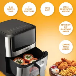 glen Digital Air Fryer Set Timer Temperature Control 1500W Black & silver 3043DSS Air Fryer image 2