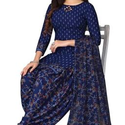 Unstitched Crepe Salwar Suit Material Floral Print, Printed-image-87