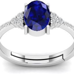 7.25 Ratti Neelam lab certified Stone Silver Adjustable Ring For Women's&Men's/ Silver Sapphire Sterling Silver Plated Ring-image-50