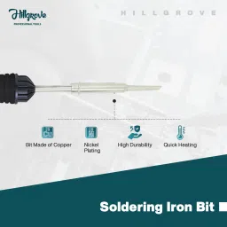hillgrove 10In1 Basic Complete 30W Soldering Iron Kit with 5 Meter Solder Wire, Cutter, Stand, Flux, Bit, Tape, Tester, Tweezer, Wick 30 W Simple image 5