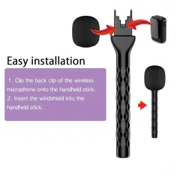 foxne point Wireless Lavalier Microphone Clip-on Mic With Handheld Microphone image 4