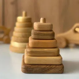 Montessori Wooden Stacking Rings Toy Educational Puzzle for Toddlers (SQUARE)-35