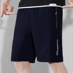 Solid Men Black Sports Shorts-image-107