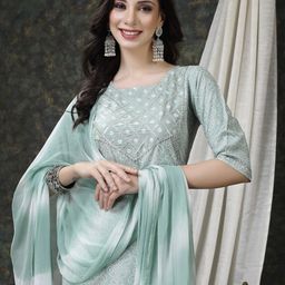 Stylum Bandhani Printed Regular Gotta Patti Kurta with Trousers & Dupatta image 3