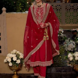 Indo Era Ethnic Motifs Embroidered Panelled Kurta With Trousers & Dupatta-39