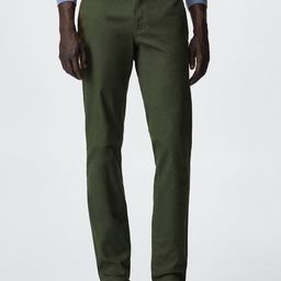 MANGO MAN Olive Green Solid Barna Slim Fit Sustainable Trousers-image-72