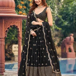 Fusionic Embroidered Semi-Stitched Lehenga & Unstitched Blouse With Dupatta-picture-47