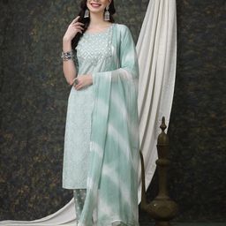 Stylum Bandhani Printed Regular Gotta Patti Kurta with Trousers & Dupatta-4