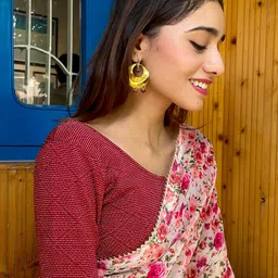 Bindigasm's Advi Self-Design Zari Jacquard & Lycra Saree Blouse-image-3