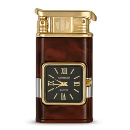 Premium Men’s Refillable Jet Torch Lighter with Classic Quartz Watch | Dual Use | Brass Design Pocket Lighter-image-53