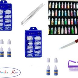 Artificial Gold Finger Empress Tips Fake Nails ( Pack of 200 ) With 4 Glue Bottle With Double Sided Nail Shaper / Filer , Plucker , 48 Pcs Glass Bottle 3D Nail Art Set Kit Glitter Sequins RhineStones ( Multicolor ) , Nail Cleaning Brush-11