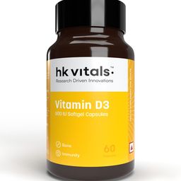 HK VITALS Vitamin D3 Softgel Capsules For Strong Bones Muscles & Immunity - 60 Capsules image 1