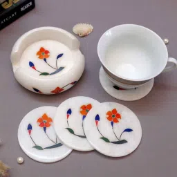 katkaria creations Carnelian Stone Coasters Set Of 6 With Holder-picture-23