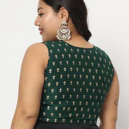 studio rasa Ethnic Motifs Block Print Plus Size Saree Blouse image 5