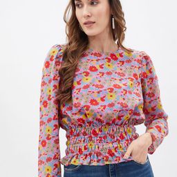 Kibo Floral Print Georgette Blouson Top-image-20