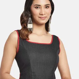 Fabindia Self-Design Square Neck Sleeveless Saree Blouse-picture-13
