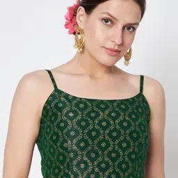 studio rasa Women Hand Block Printed Spaghetti Saree Blouse-image-85