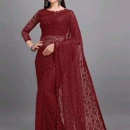 KALINI Floral Embroidered Net Saree-image-40