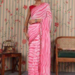 Ode by House of Pataudi Leheriya Mirror Work Saree-image-67
